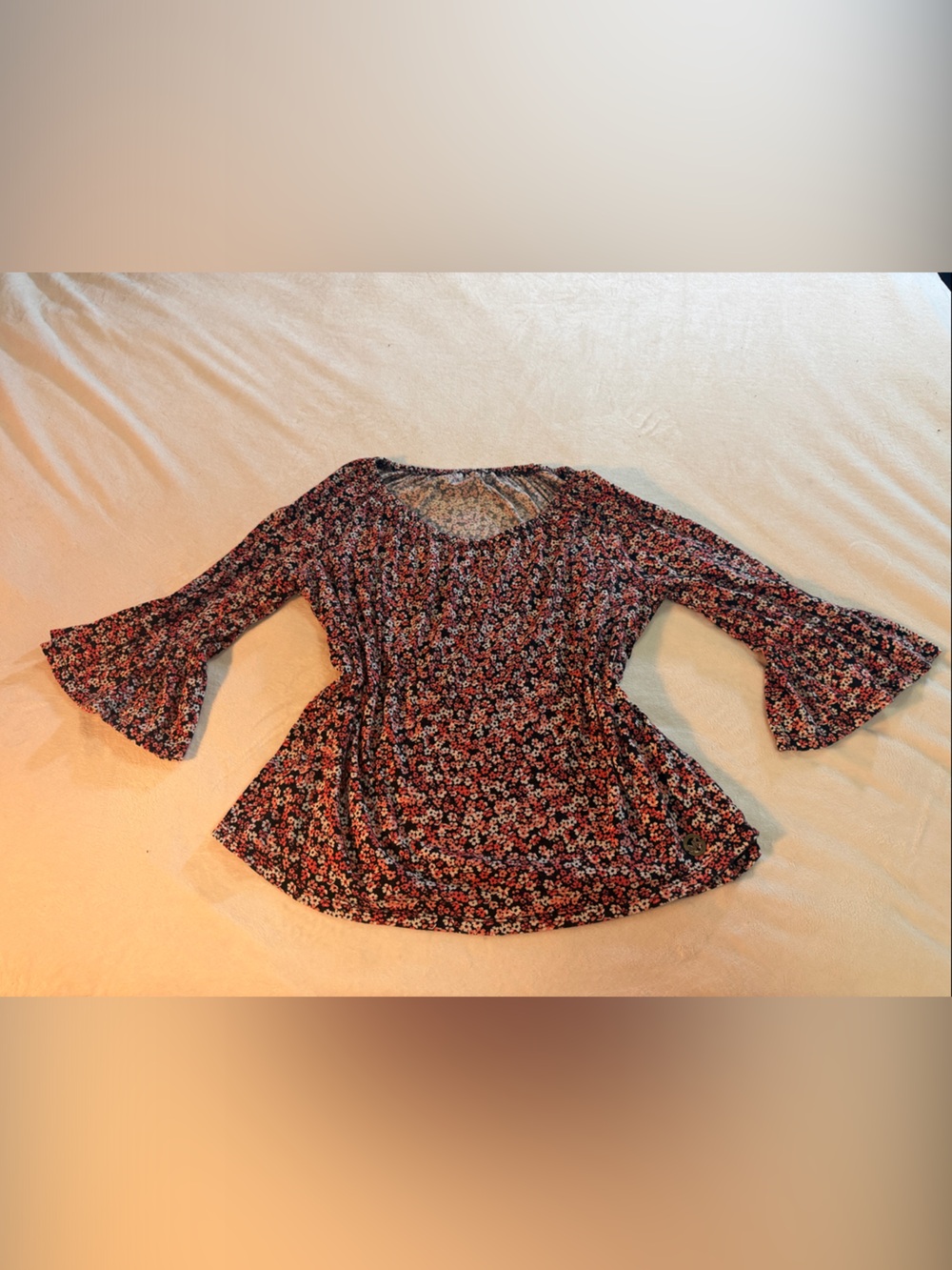 Michael Kors Black Floral Bell-Sleeve Blouse